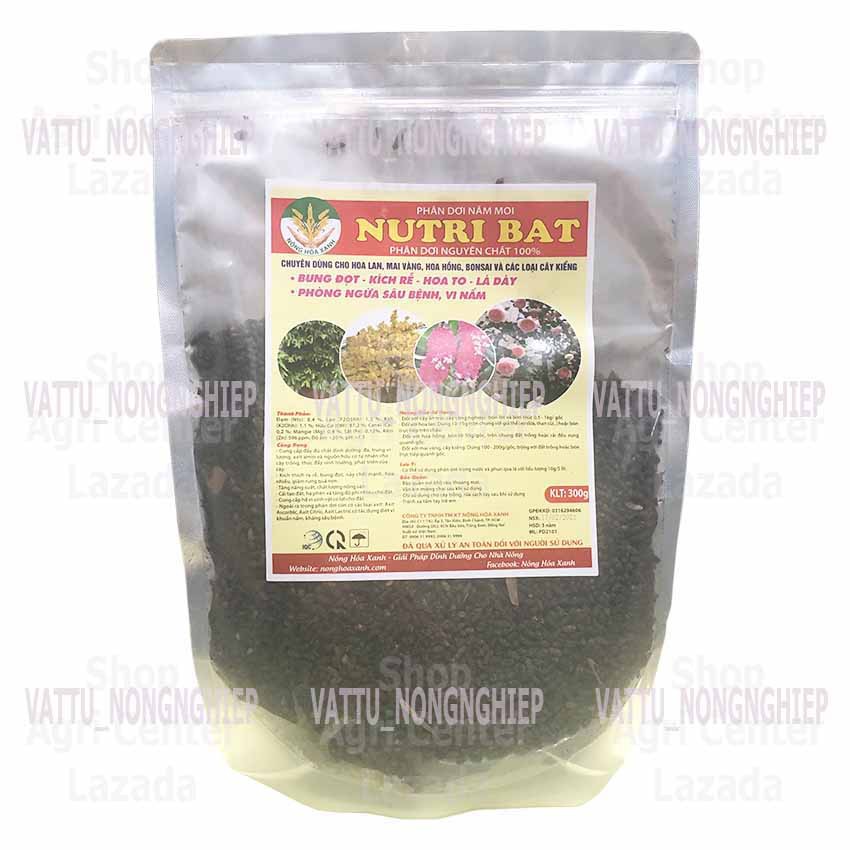 PHÂN DƠI NĂM MOI NGUYÊN CHẤT 100% NUTRI BAT (Túi 300g) - Bung đọt - kích rễ - hoa to - lá dày, Chuyên dùng cho hoa lan