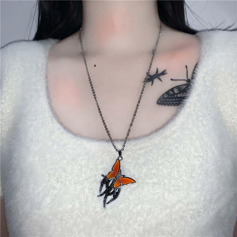 AROMA Dây Chuyền Bạc Mặt Hình Bướm Màu Sắc Tím Điều Khiển Nhiệt Độ Dành Cho Nữ