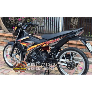 Tem rời raider r150 / satria f150 xe đen chỉ vàng cam