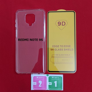 Bộ ốp lưng dẻo kính cường lực full màn 9D Redmi Note 9s
