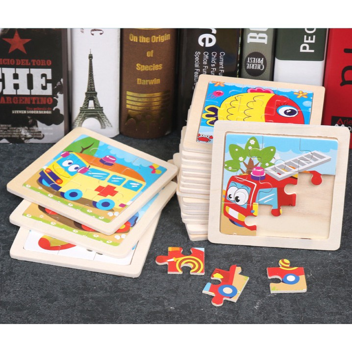 Tranh Ghép 9 Mảnh Bằng Gỗ Cho Bé Trai Bé Gái - Đồ Chơi Thông Minh Phát Triển Tư Duy
