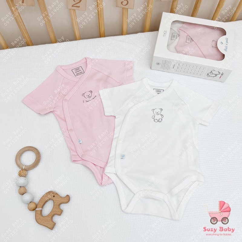NOUS SET 2 BODYSUIT CÀI LỆCH CHO BÉ SIZE ĐẾN 3-6M, Suzy baby