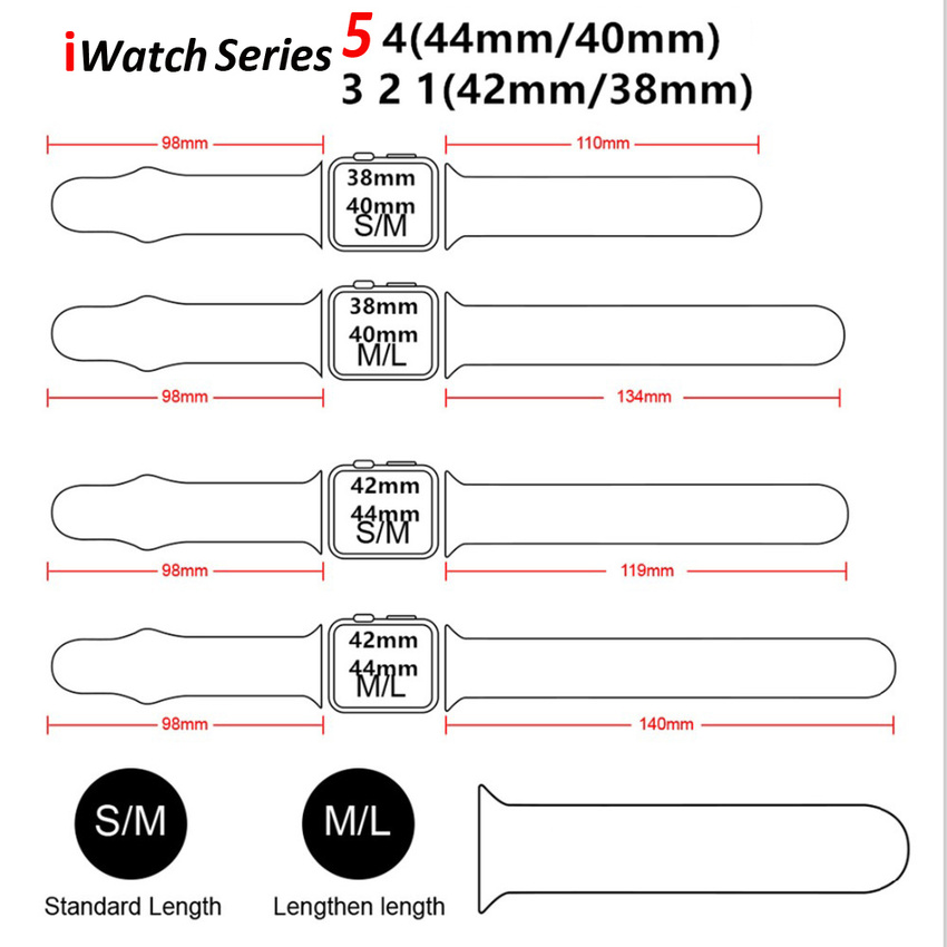 Silicone strap for Apple Watch iWatch Series 7 6 SE 5 4 3 2 1 41mm 45mm 38mm 42mm 40mm 44mm