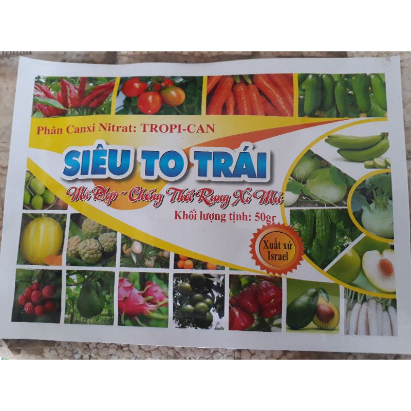 50gr Canxi - Bo, giúp trái lớn nhanh, bóng trái, chống rạn nứt trái, đẹp mã, chống rụng, hoa, quả non,...