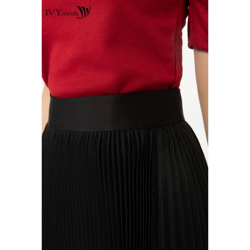 Chân váy lưới dáng xếp ly IVY moda MS 31B9152