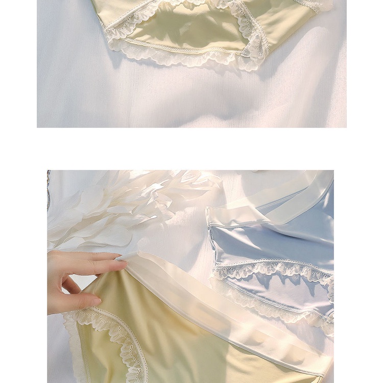 Quần Lót Cotton Lụa Phối Ren Siêu Mỏng Thoáng Mát Quyến Rũ Cho Nữ