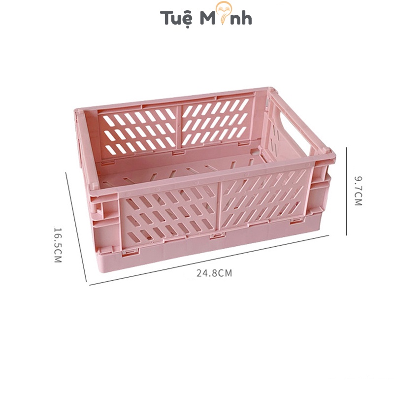 Kệ giỏ nhựa mini đựng đồ dùng lắp ráp K37 VPP Tuệ Minh, rổ nhựa chưa đồ màu Pastel