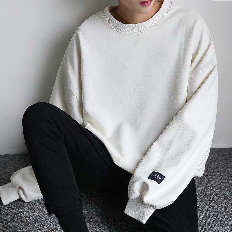Áo Thun Tay Dài Dáng Rộng Màu Trơn Phong Cách ulzzang Hàn Quốc Thời Trang Cho Nam