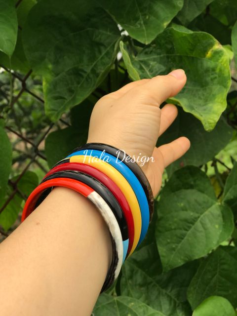 Một chiếc vòng tay sừng sơn mài cao cấp bản 1cm ,  lắc tay Ximen thời trang, Vòng tay boho