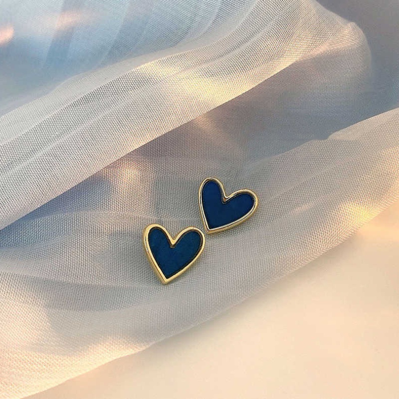 Bông Tai Hình Trái Tim Đính Đá Zircon Màu Vàng Hồng Dễ Thương Thời Trang Cho Nữ