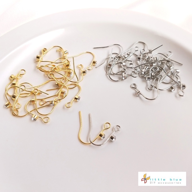 [Little Blu] Bông Tai Mạ Vàng 18K Đính Đá Zircon Kiểu Dáng Đơn Giản Thời Trang diy