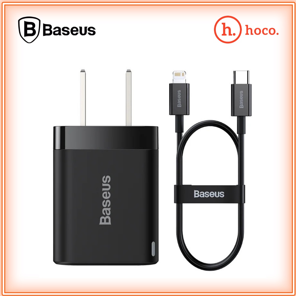 Bộ Sạc Nhanh iPhone 20W + Dây Sạc Nhanh iPhone Chính Hãng Baseus Super Si Sạc đầy 50% Pin Chỉ Trong 30p - Bảo Hành 1 Năm