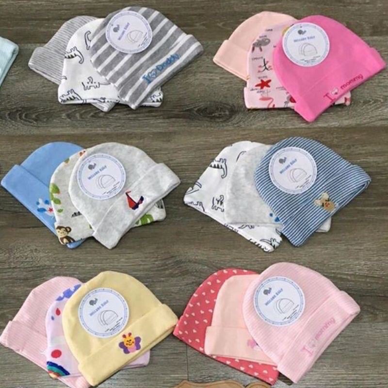 Set 3 chiếc mũ nỉ cotton thu đông cho bé yêu