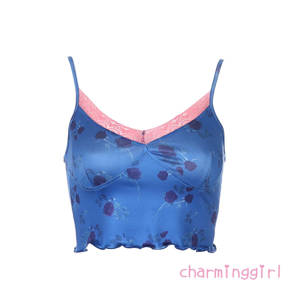 Áo Hai Dây Cổ Chữ V Phối Ren Quyến Rũ Cá Tính Cho Nữ