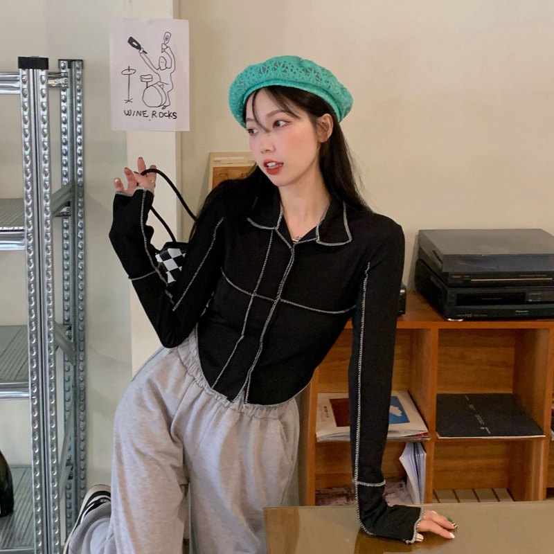 SUXI Áo thun tay dài thiết kế mới thời trang mùa thu dành cho nữ