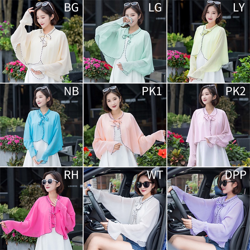 Áo Choàng Chiffon Chống Nắng/Tia UV Thoáng Khí Thời Trang Mùa Hè