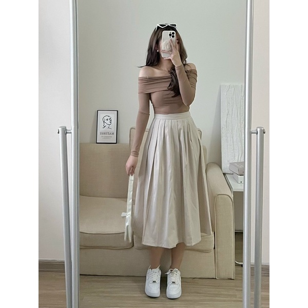 [NEW]CHÂN VÁY XẾP LI DÁNG MIDI 7621 SIÊU XINH