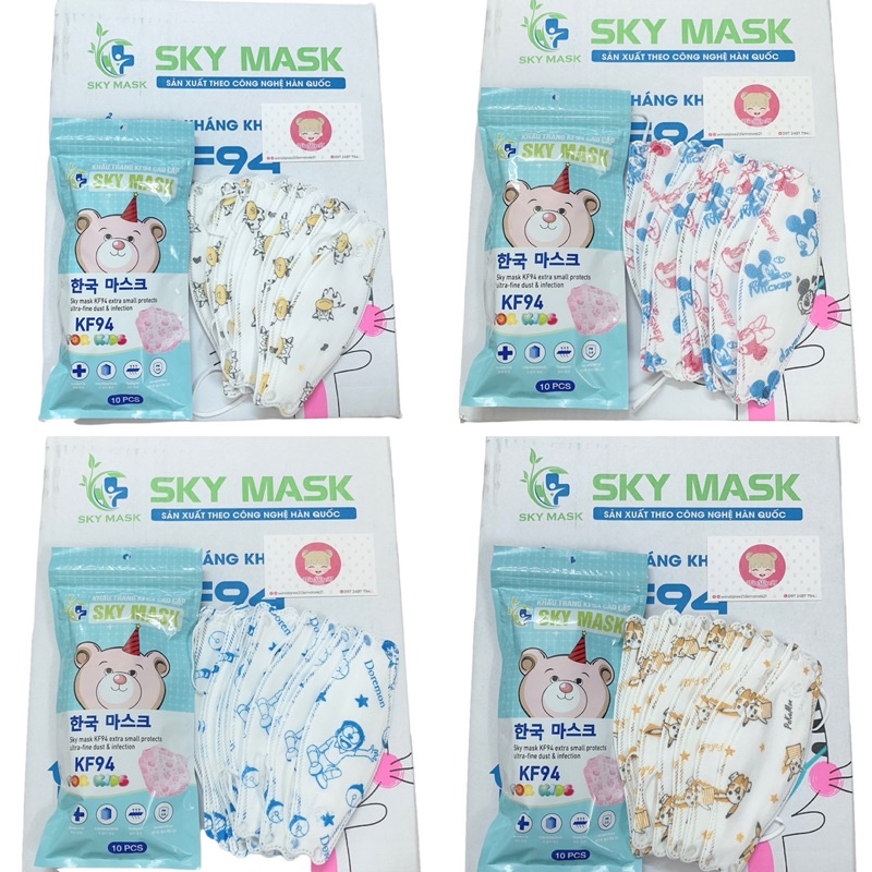 Túi 10 Khẩu Trang _ Khẩu Trang KF94 SkyMask Trẻ Em 4 Lớp Kháng khuẩn .