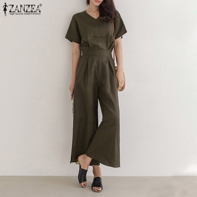 Áo liền quần ZANZEA ngắn tay thời trang phong cách cho nữ