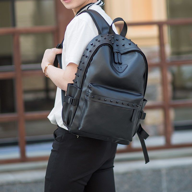 Ba Lô Da PU Đính Đinh Tán Phong Cách Anh Quốc Cá Tính Cho Nam