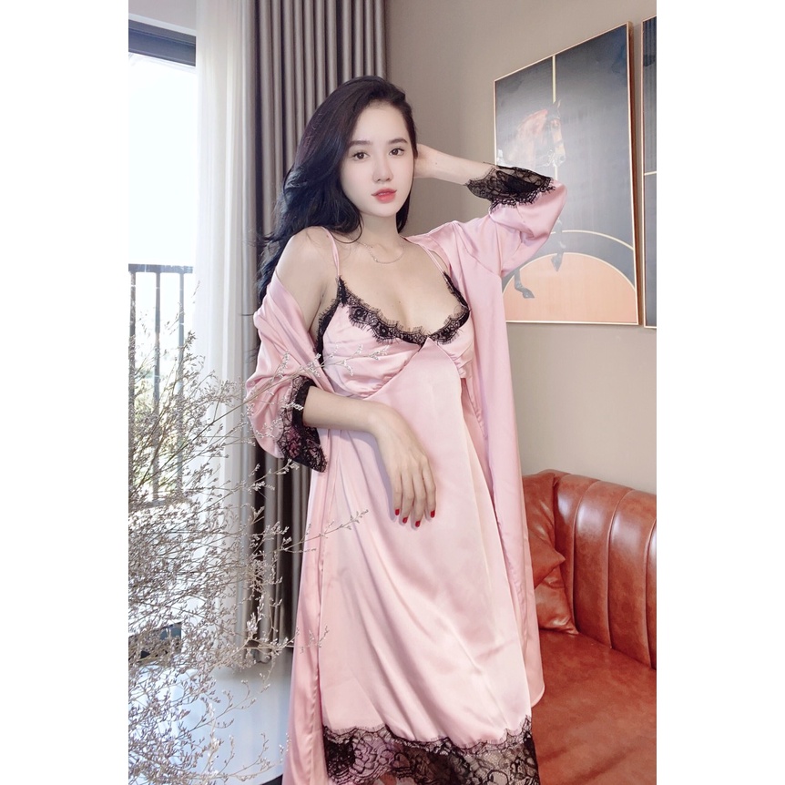 Đầm ngủ,váy ngủ siêu xinh 2 dây gợi cảm lụa latin satin mát mẻ - Freeship - giá xưởng