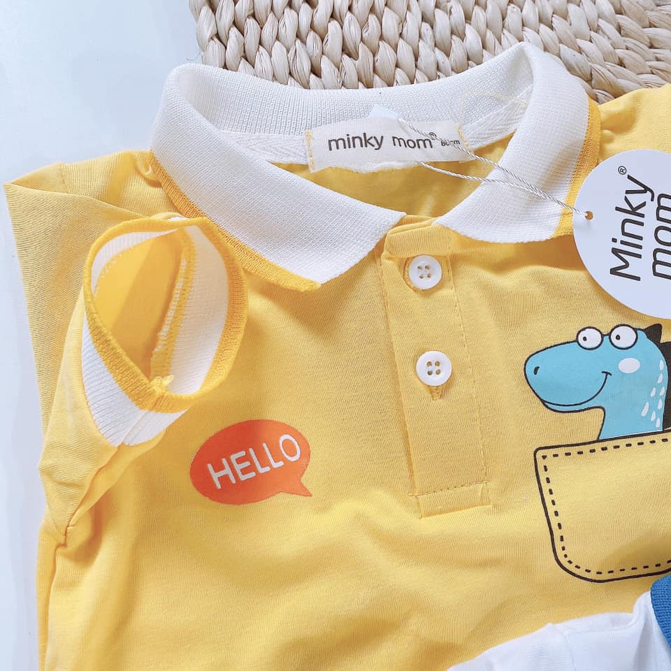 Áo Polo Cộc Tay Cổ Bẻ HELLO Họa Tiết Động Vật Dễ Thương Cho Bé QATE249 - NamKidShop