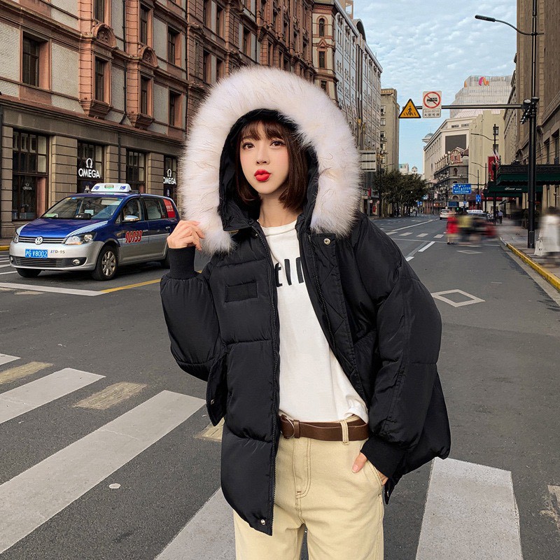 Giao Ngay 🌼Áo Khoác Phao Nữ Dáng Lửng Mũ Lông hàng Quảng Châu hot trend 2021 | BigBuy360 - bigbuy360.vn