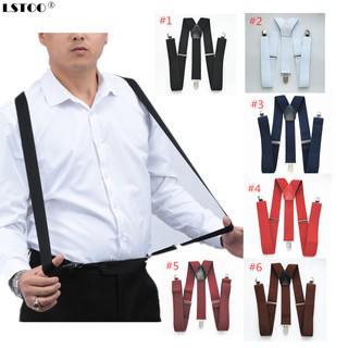 Y-back Nam Suspender Dây thun Dây treo có thể điều chỉnh Phụ kiện quần áo 6 màu trơn