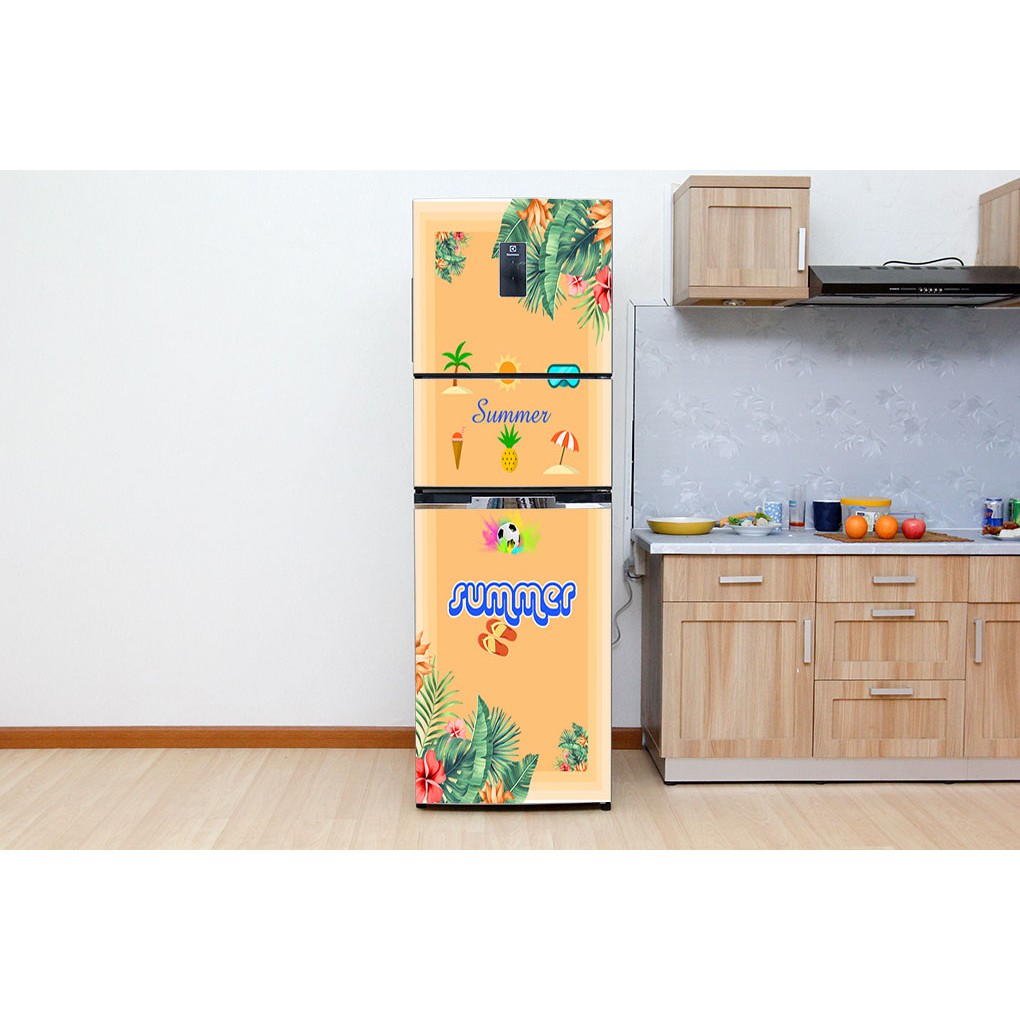 Miếng dán decal tủ lạnh 3D chất liệu cao cấp siêu bền chống nước tuyệt đối - Mẫu Mùa Hè