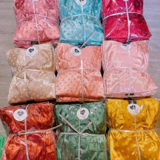 Pijama lụa bộ dài chấm bi ẩn đủ màu