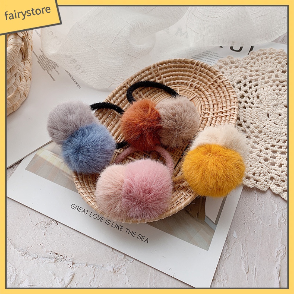 Dây Buộc Tóc Đính Quả Bông Nhỏ Xinh Xắn Cho Nữ