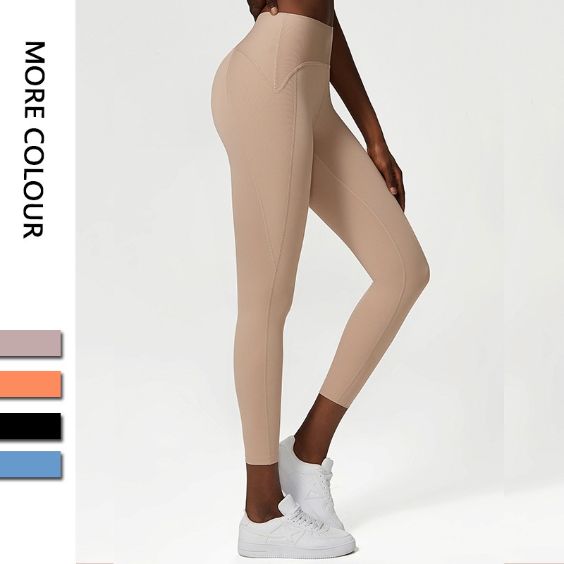 Quần Legging Thể Thao Cạp Cao Thêu Họa Tiết Cho Nữ c136