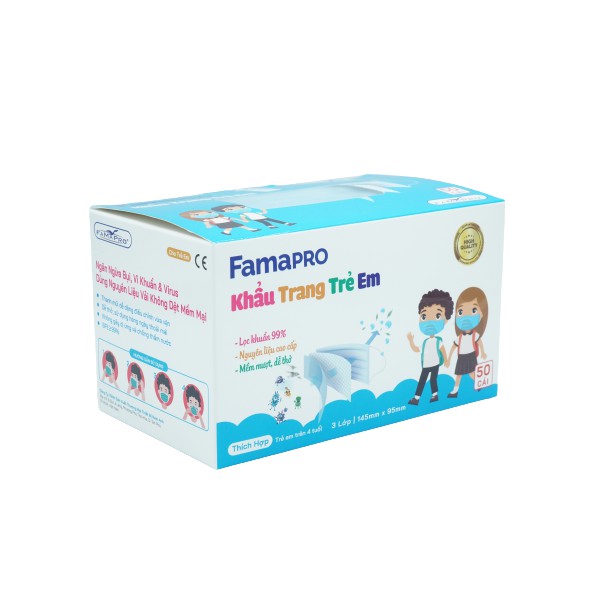 Khẩu trang y tế trẻ em kháng khuẩn 3 lớp Famapro max kid ( 50 cái /hộp ) | WebRaoVat - webraovat.net.vn