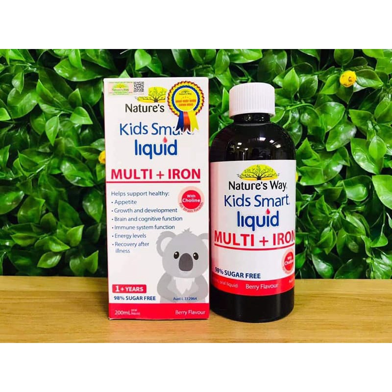 Siro Kids Smart Liquid Multi + Iron giúp bổ sung Sắt, acid folic và các vitamin cho trẻ