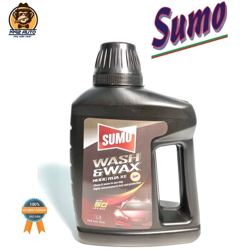 Nước rửa xe bảo vệ màu sơn xe SUMO WASH & WAX 1L có thêm phụ gia chất đánh bóng