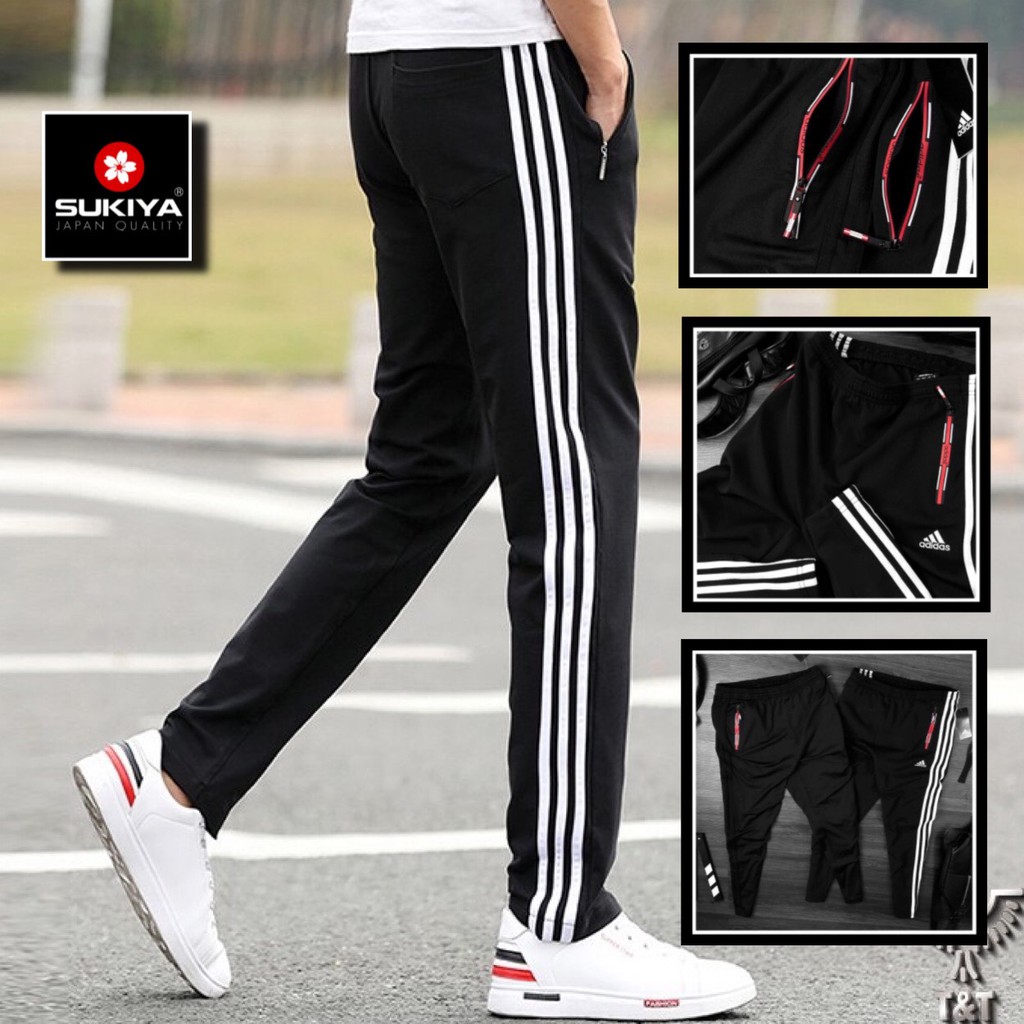 [Mã SKAMSALEP6 giảm 10% TỐI ĐA 100K đơn150K] Quần thể thao nam nỉ dày dặn 3 sọc khóa túi đầy đủ | BigBuy360 - bigbuy360.vn