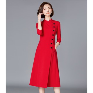 Đầm nút lệch bên cho người béo mập