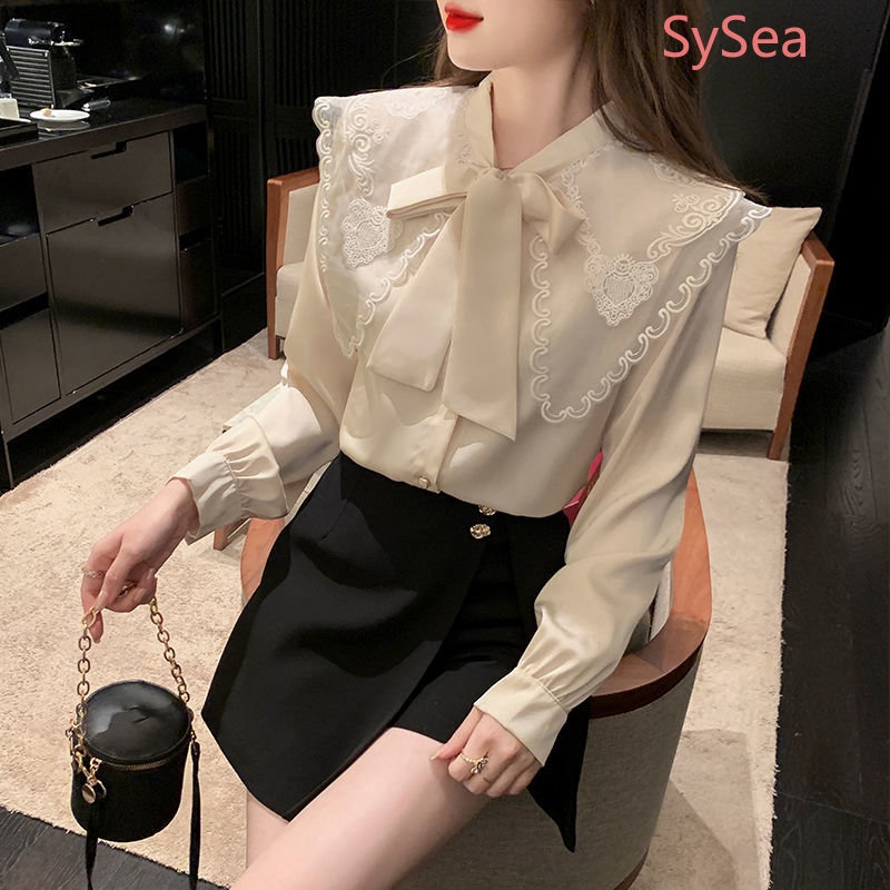 Áo Sơ Mi Cổ Búp Bê Phong Cách Pháp Thời Trang Mùa Thu Cho Nữ