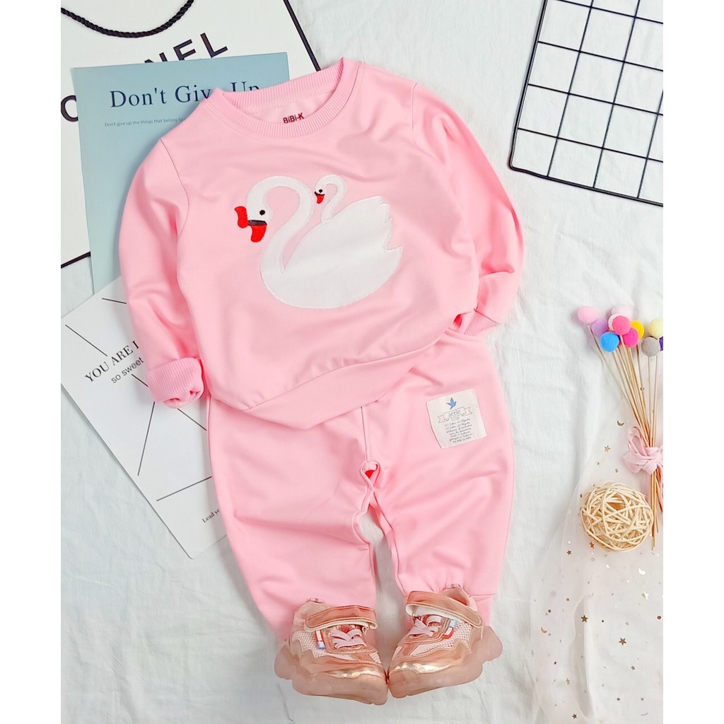 SÉT BỘ DÀI TAY CHO BÉ GÁI  IN HÌNH THIÊN NGA