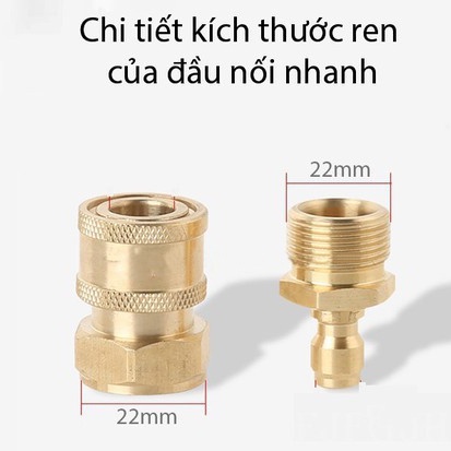 Bộ khớp nối nhanh dùng cho máy rửa xe, máy nén khí cỡ ren 22mm