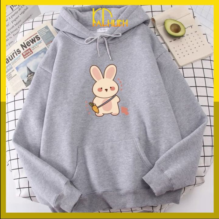 ÁO HOODIE NỈ IN THỎ CARROT ĐI HỌC