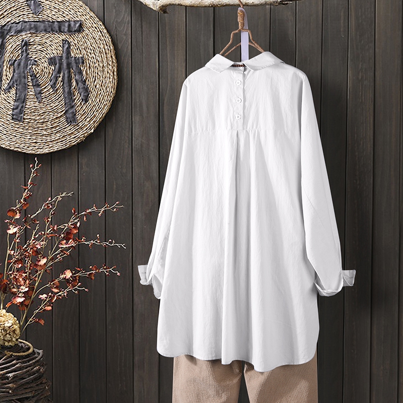 ZANZEA Áo sơ mi tay dài cỡ lớn dành cho nữ