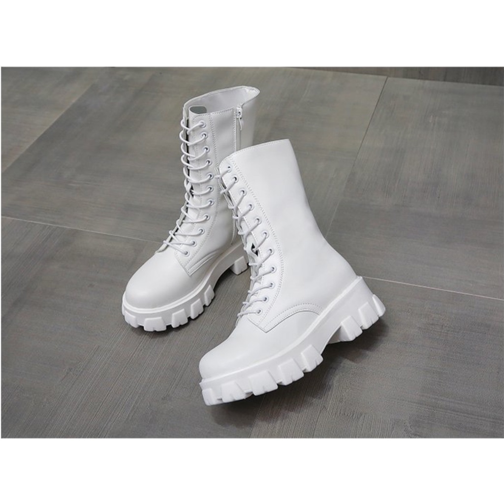 Giày boot nữ chiến binh màu trắng đế cao XINH XẮN GBN9902