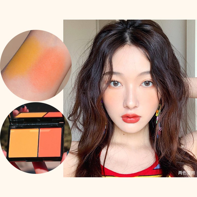 [Hàng mới về] Phấn Má Hồng Hai Màu Tông Cam Vàng Trang Điểm Tự Nhiên Thanh Lịch Cho Nữ | BigBuy360 - bigbuy360.vn