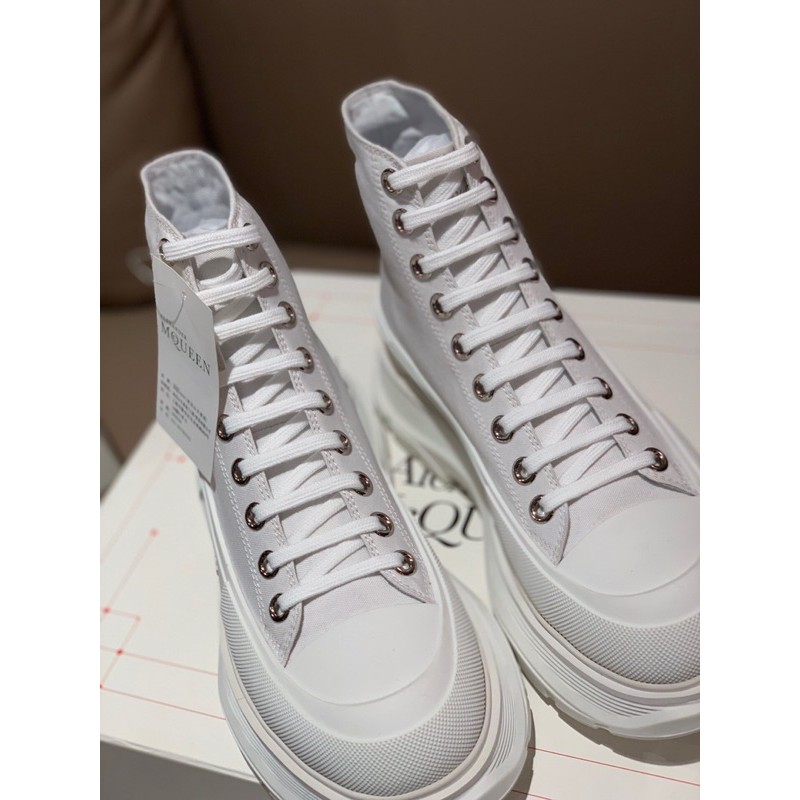 Giày thể thao/sneaker cổ cao của nam Alexander McQueen cao cấp đế cao 6.5cm thiết kế đơn giản và phong cách