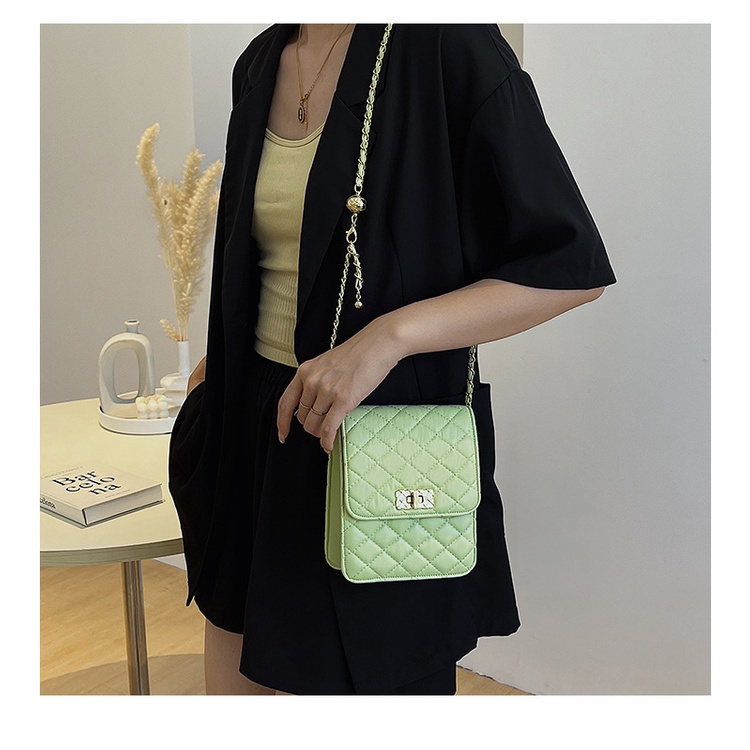 Túi đeo chéo JASMIN NOIR họa tiết sọc caro phối dây xích thời trang cho nữ
