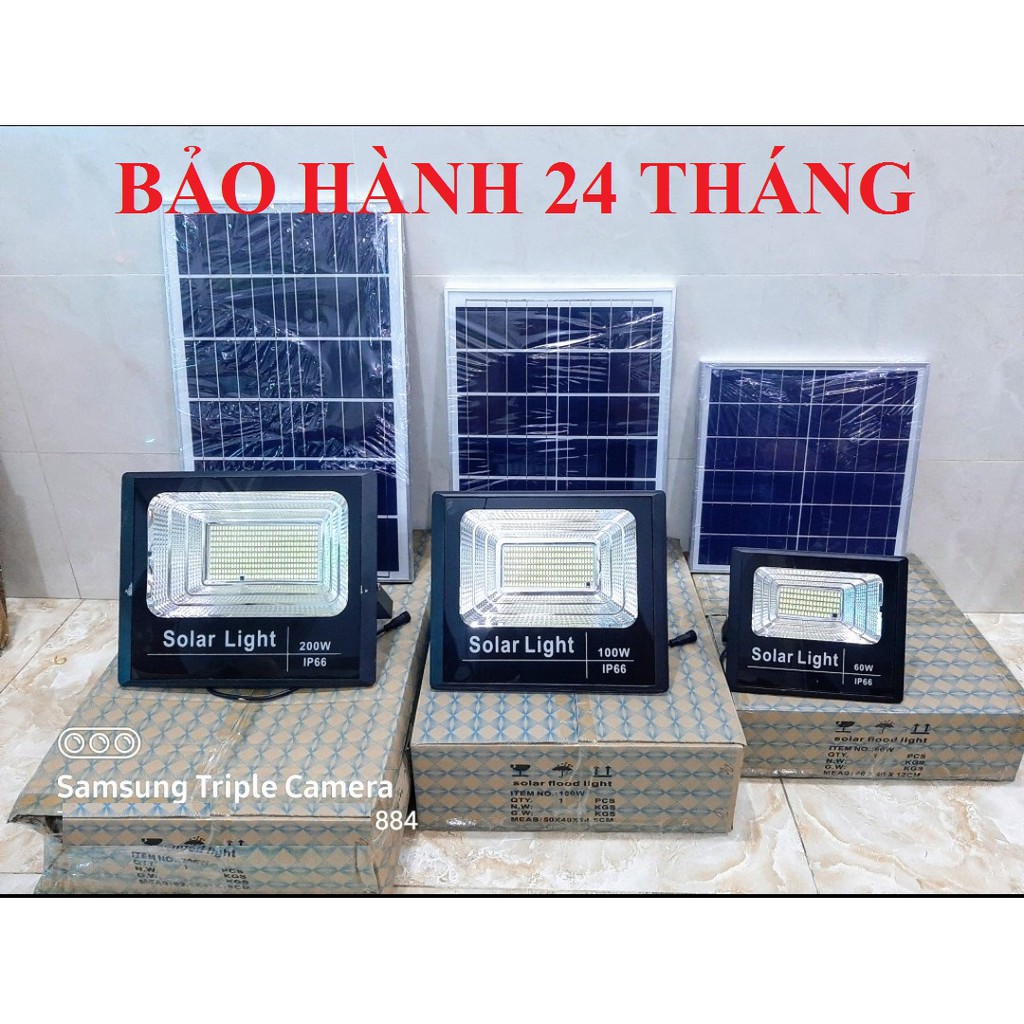 Đèn LED Pha Năng Lượng Mặt Trời Khung Vỏ Nhôm Chống Nước 60W 100W 200W