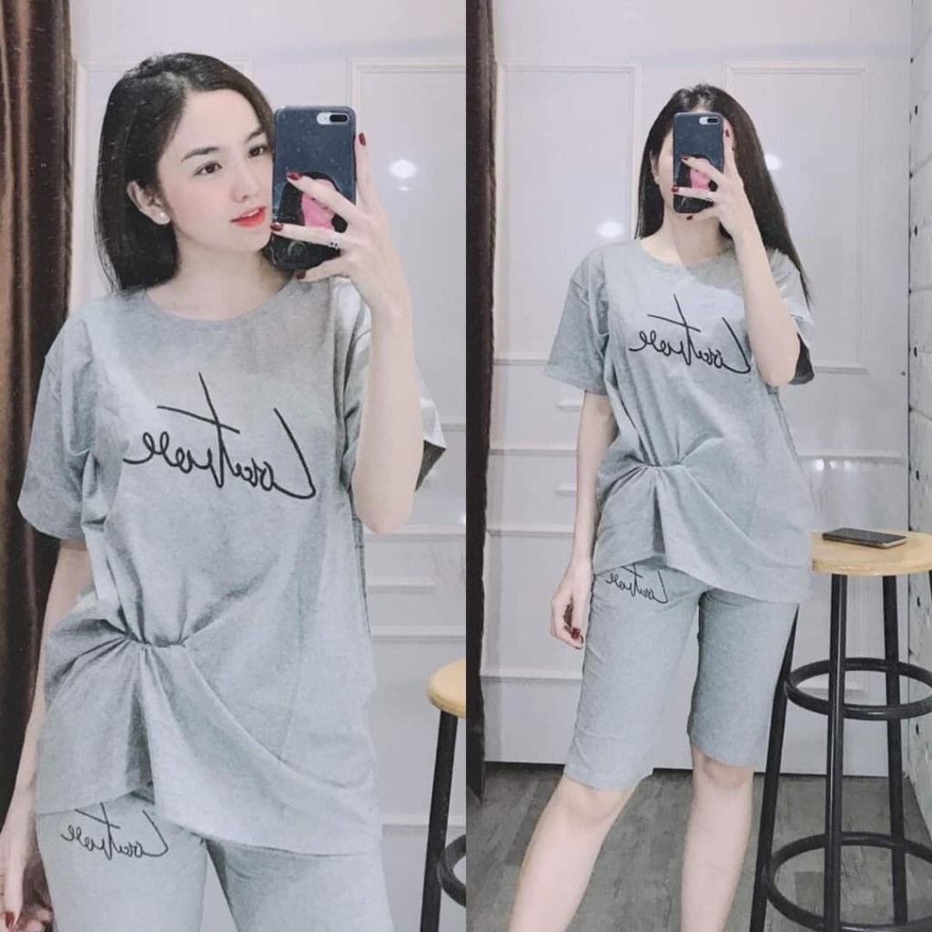 Đồ bộ mặc nhà nữ quần lửng bigsize mùa hè thun cotton thể thao đẹp dễ thương cute trung niên mặc ngủ đi chơi ESHOP AD02