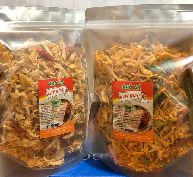 Combo 1,5Kg khô gà Cay Lày Hoà (1Kg BƠ TỎI và 500g lá chanh)