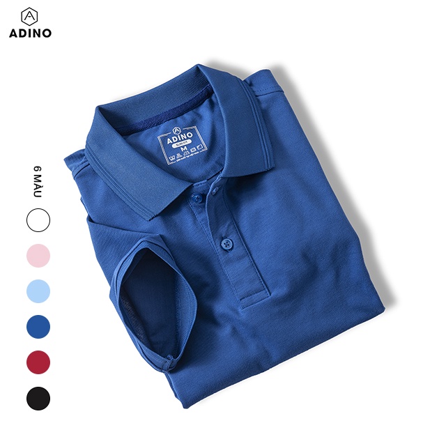 Áo polo nữ ADINO màu xanh đậm phối viền chìm vải cotton co giãn dáng công sở slimfit trẻ trung APN03